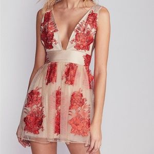 Free People Sarah Embroidered Mini in Red, XS